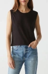 Michael Stars Johnnie Cropped Cotton Tank Top In Black