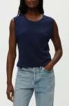 Michael Stars Johnnie Crewneck Cotton Tank In Nocturnal