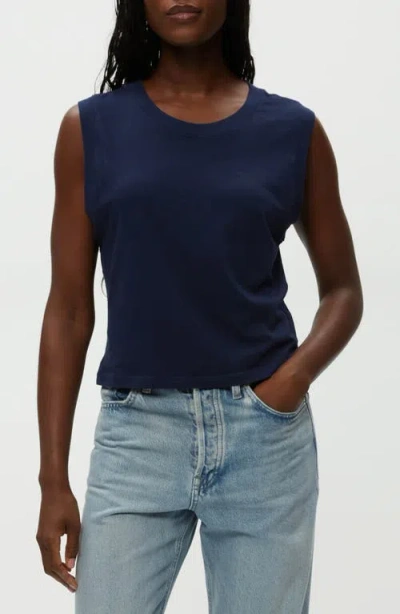 Michael Stars Johnnie Crewneck Cotton Tank In Nocturnal