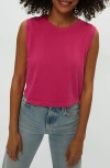 Michael Stars Johnnie Crewneck Cotton Tank In Pitaya