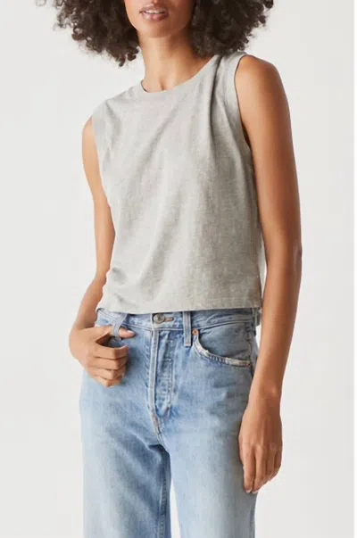 Michael Stars Johnnie Cropped Crew Neck Tank In Heather Grey In Gray