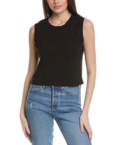 Michael Stars Johnnie Cropped Cotton Tank Top In Black
