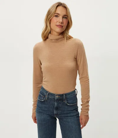Michael Stars Jojo Side Ruched Turtleneck In Brown