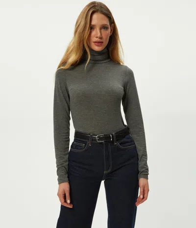 Michael Stars Jojo Side Ruched Turtleneck In Gray