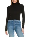 Michael Stars Clara Ruched Neck Turtleneck Top In Black In Black