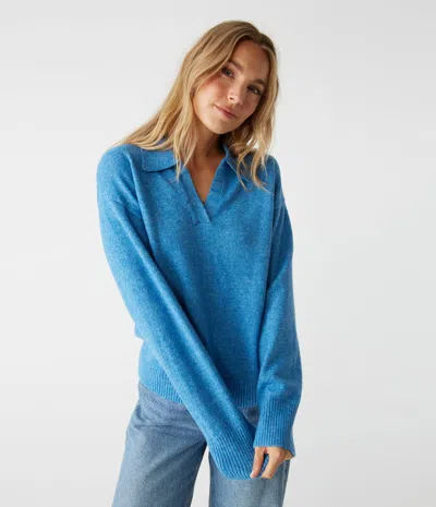 Michael Stars Jonas Johnny Collar Sweater In Sky