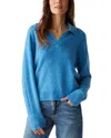 Michael Stars Jonas Johnny Collar Sweater In Sky