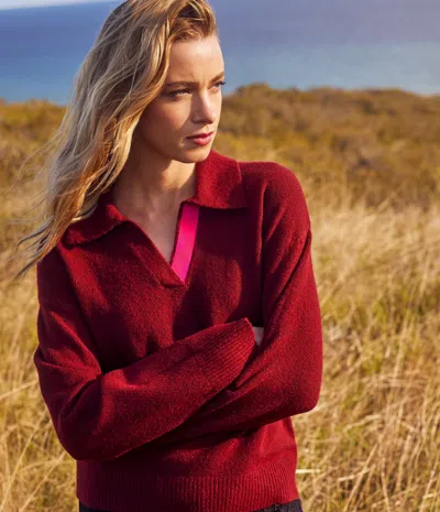 Michael Stars Jonas Johnny Collar Sweater In Spruce