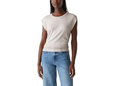Michael Stars Joni Crew Neck Power Shoulder Top In Neutral