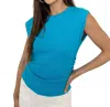 Michael Stars Joni Power Shoulder Tee In Blue