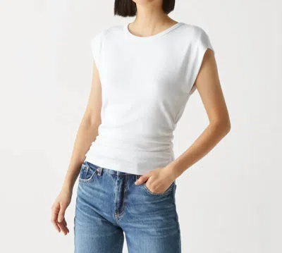 Michael Stars Joni Power Shoulder Rib Top In White