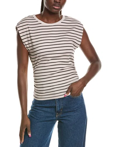 Michael Stars Joni Crewneck Power Shoulder Top In Neutral