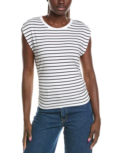 Michael Stars Joni Crewneck Power Shoulder Top In Metallic
