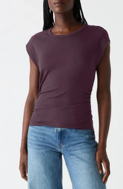 Michael Stars Joni Power Shoulder Rib Top In Beetroot