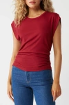 Michael Stars Joni Power Shoulder Tee In Carmine In Carmine
