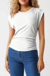 Michael Stars Joni Power Shoulder Rib Top In White