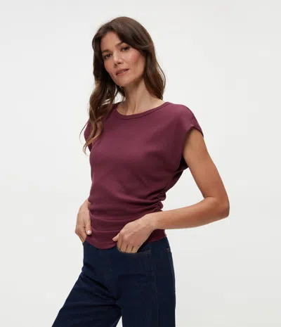 Michael Stars Joni Power Shoulder Tee In Beetroot