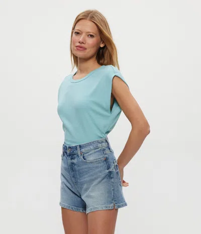 Michael Stars Joni Power Shoulder Tee In Blue