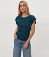 Michael Stars Joni Power Shoulder Tee In Blue