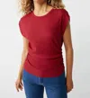 Michael Stars Joni Power Shoulder Tee In Carmine In Pink