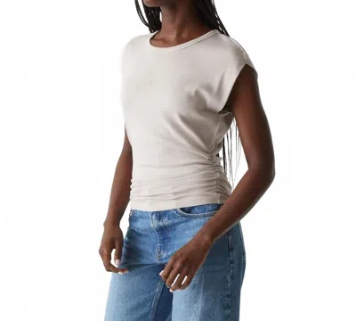 Michael Stars Joni Power Shoulder Tee In Chalk In Gray