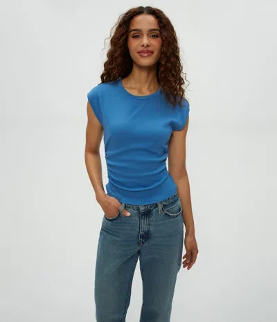Michael Stars Joni Power Shoulder Tee In Ocean