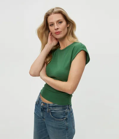 Michael Stars Joni Power Shoulder Tee In Palm