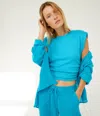 Michael Stars Joni Power Shoulder Tee In Salt Water