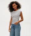 Michael Stars Joni Striped Power Shoulder Tee