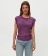 Michael Stars Joni Striped Power Shoulder Tee
