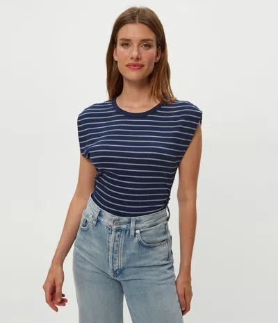 Michael Stars Joni Striped Power Shoulder Tee