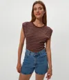 Michael Stars Joni Striped Power Shoulder Tee