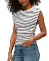 Michael Stars Joni Crewneck Power Shoulder T-shirt In Multi