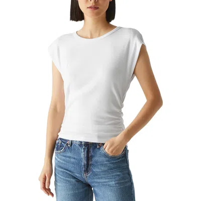 Michael Stars Joni Power Shoulder Rib Top In White