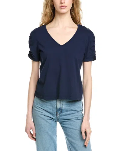 Michael Stars Josie Ruched Sleeve T-shirt In Blue