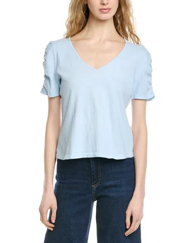 Michael Stars Josie Ruched Sleeve T-shirt In Blue