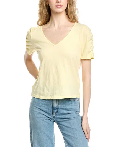 Michael Stars Josie Ruched Sleeve T-shirt In Yellow