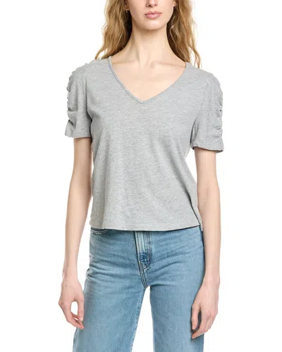 Michael Stars Josie Ruched Sleeve T-shirt In Gray