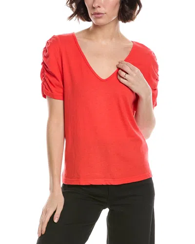 Michael Stars Josie Ruched Sleeve T-shirt In Orange