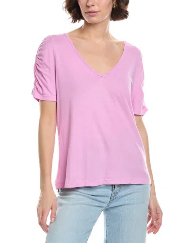 Michael Stars Josie Ruched Sleeve T-shirt In Purple