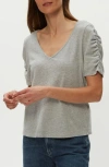Michael Stars Josie V-neck Shirt In Heather Grey