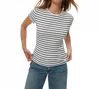Michael Stars Joy Striped Ribbed Tee In White
