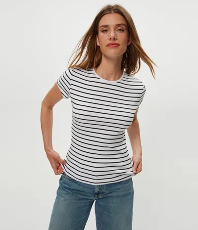 Michael Stars Joy Striped Ribbed Tee In Multi