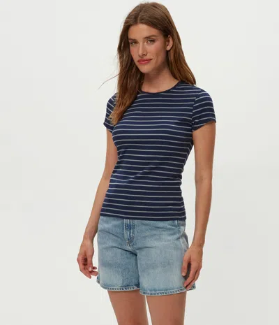 Michael Stars Joy Striped Ribbed Tee In Blue