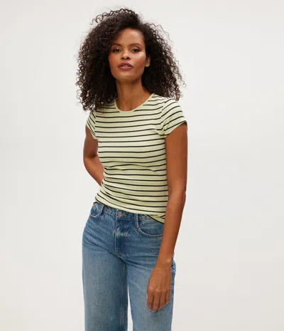 Michael Stars Joy Striped Ribbed Tee In Green