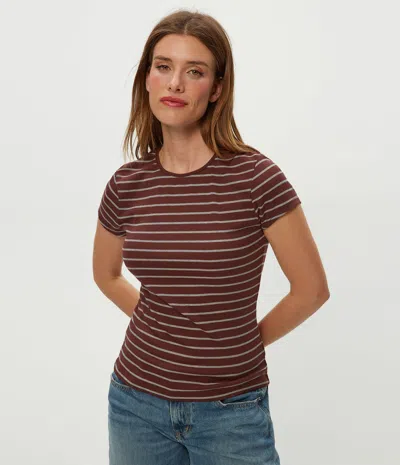 Michael Stars Joy Striped Ribbed Tee In Red