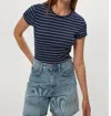 Michael Stars Joy Ultra Rib Stripe Crew Tee In Nocturnal/heather Grey In Multi