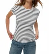 Michael Stars Joy Striped Ribbed Tee In White