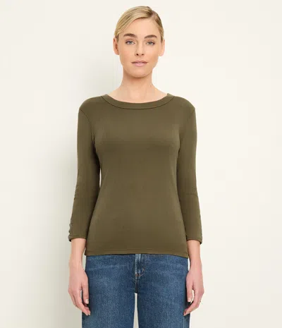 Michael Stars Joyce 3/4 Button Sleeve Tee In Green