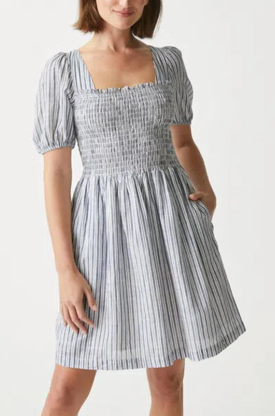 Michael Stars Jude Square Neck Mini Dress In Admiral Stripe In Sachet Stripe